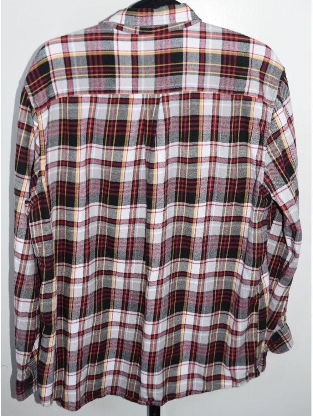 Chaps Performance Plaid Flannel Shirt Grey Red and Yellow Button-Up, Size XL - Picture 2 of 5